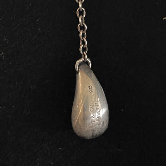Tiffany & Co. (Elsa Peretti Collection) silver drop chain teardrop earrings - Picture 2 of 4